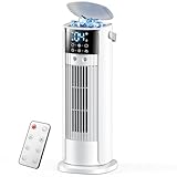 Klimaanlage Mobil, 4-in-1 Mobiles Klimagerät, Turmventilator Luftkühler mit Wasserkühlung Wassertank, 4...