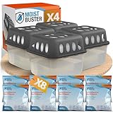 MoistBuster® 4x Luftentfeuchter ohne Strom + 8x 400g Luftenfeuchter Nachfüllpack - Raumentfeuchter bis 40m²...