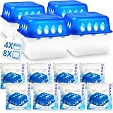 Stimo 4x Luftentfeuchter Box mit 8 Nachfüllpacks Raumentfeuchter Feuchtigkeits-Stopper mit Granulat - Beutel...