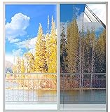 MUHOO Spiegelfolie Fenster 90 x 400 cm, Fensterfolie Selbsthaftend, 99% UV-Schutz Sonnenschutzfolie - Silber
