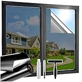 Lifetree Spiegelfolie Fensterfolie Bickdicht Sichtschutz von außen, 44.5x200 cm, Sonnenschutzfolie mit...
