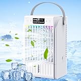 Mobile Klimaanlage, 4-in-1 Design, 1700ml Wassertank, 4 Windmodi, 2 Nebelfunktionen, 7 Farb-LED, USB-C, 1-6...