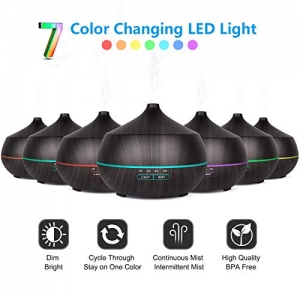 400ml Aroma Diffuser,TENSWALL Luftbefeuchter Ultraschall Duftlampe mit 7 Farben LED für zuhause, Yoga, Büro, SPA, Schlafzimmer - 2
